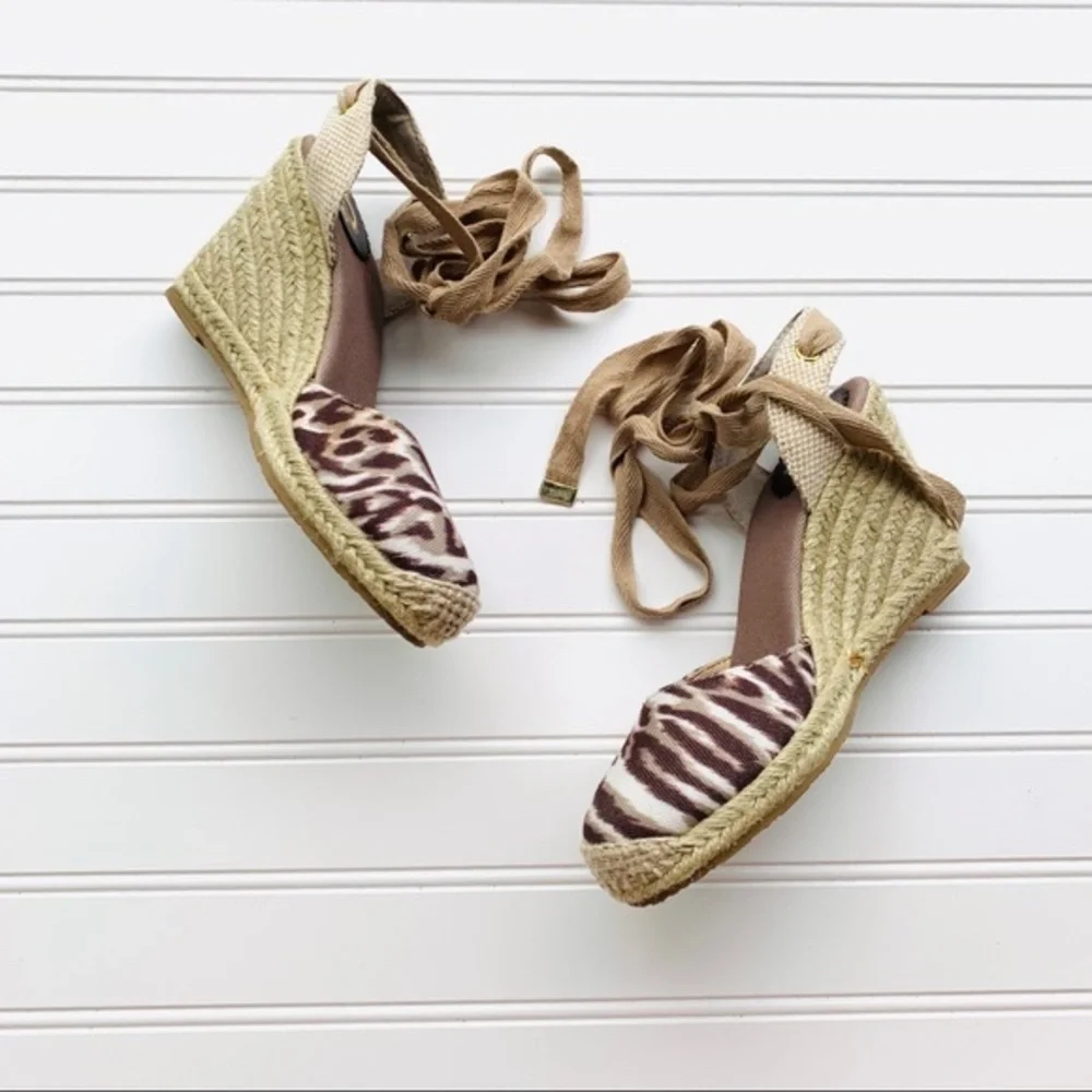 C Wonder Mocha Wild Animal Print Espadrille Wedges